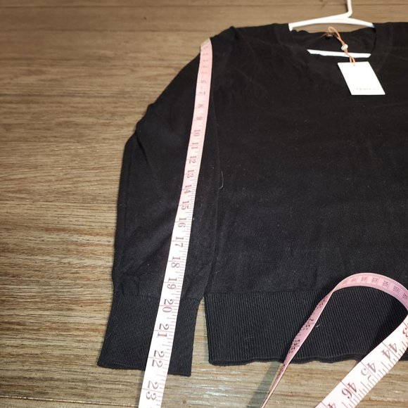 Quince Lightweight Cotton Cashmere V-Neck Sweater NWT Black Med - Picture 4 of 7